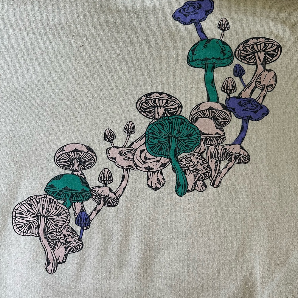 Cream Hoodie with Mushroom Print - Picture 5 of 7